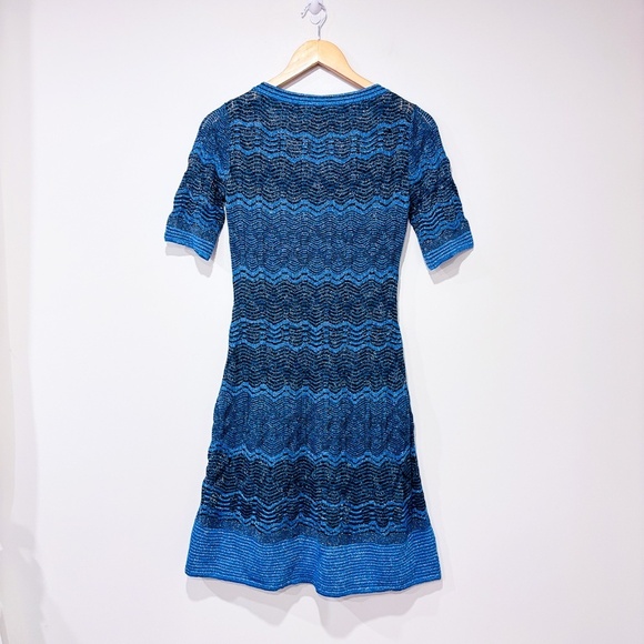 MISSONI Blue Sparkly Crochet Zigzag Dress - Picture 2 of 6